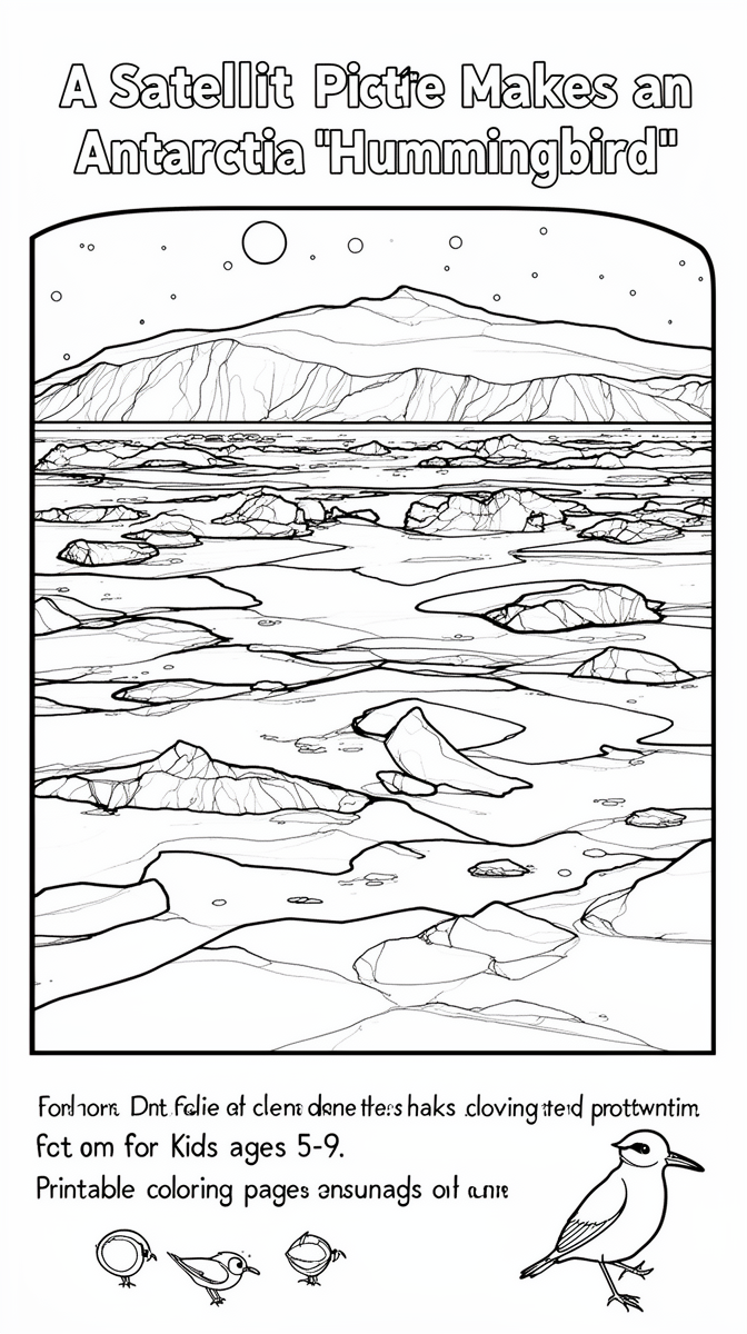A Satellite Picture Makes an Antarctic ‘Hummingbird’ Coloring Page