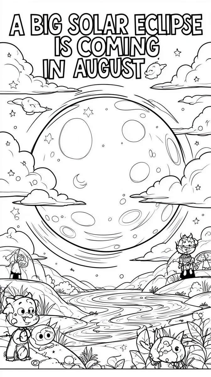 A Big Solar Eclipse Is Coming in August Coloring Page