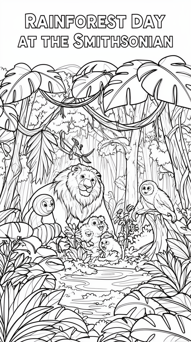 Rainforest Day at the Smithsonian Coloring Page