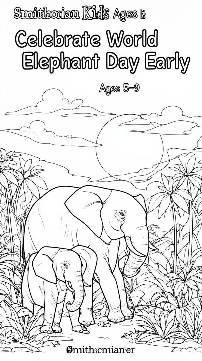 Smithsonian Kids Celebrate World Elephant Day Early Coloring Page