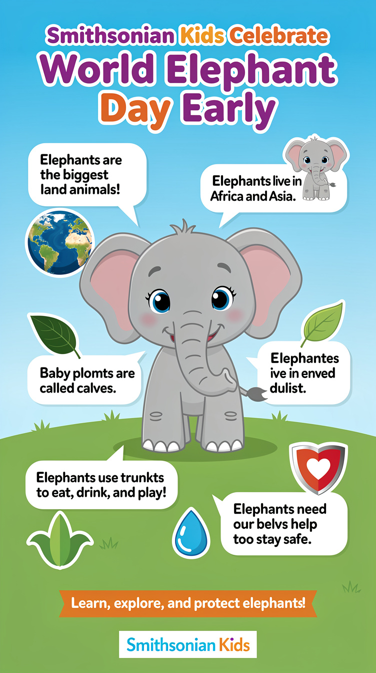 Smithsonian Kids Celebrate World Elephant Day Early Infographic