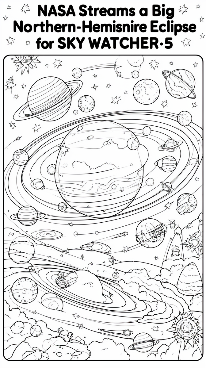 NASA Streams a Big Northern-Hemisphere Eclipse for Sky Watchers Coloring Page