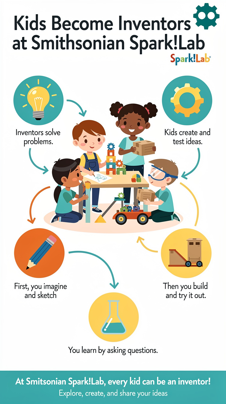 Kids Become Inventors at Smithsonian Spark!Lab Infographic