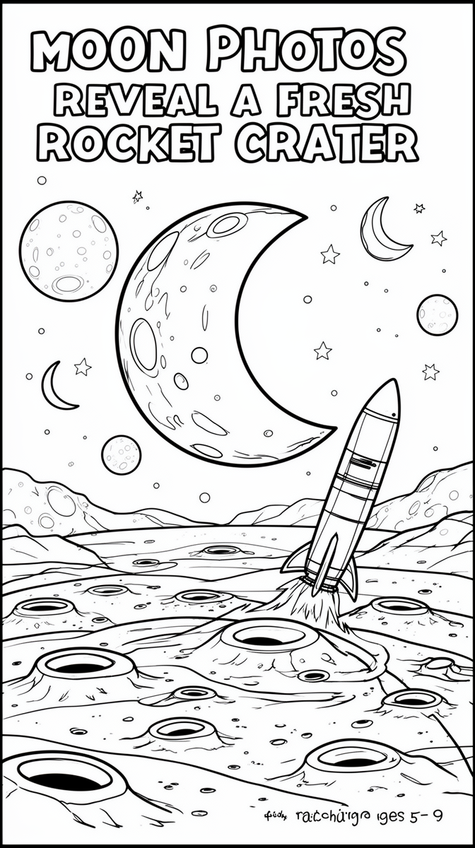 Moon Photos Reveal a Fresh Rocket Crater Coloring Page