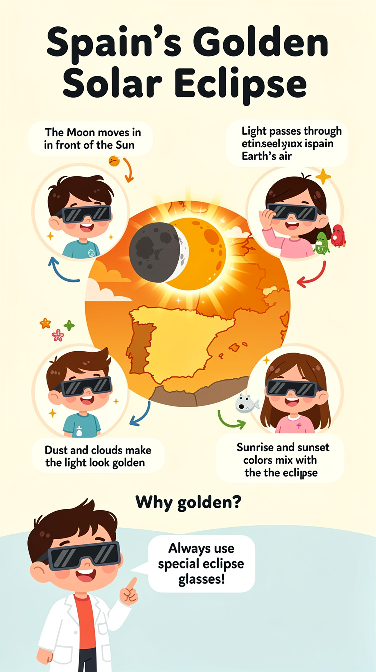 Spain’s Solar Eclipse Looked Golden, and Scientists Explain Why Infographic