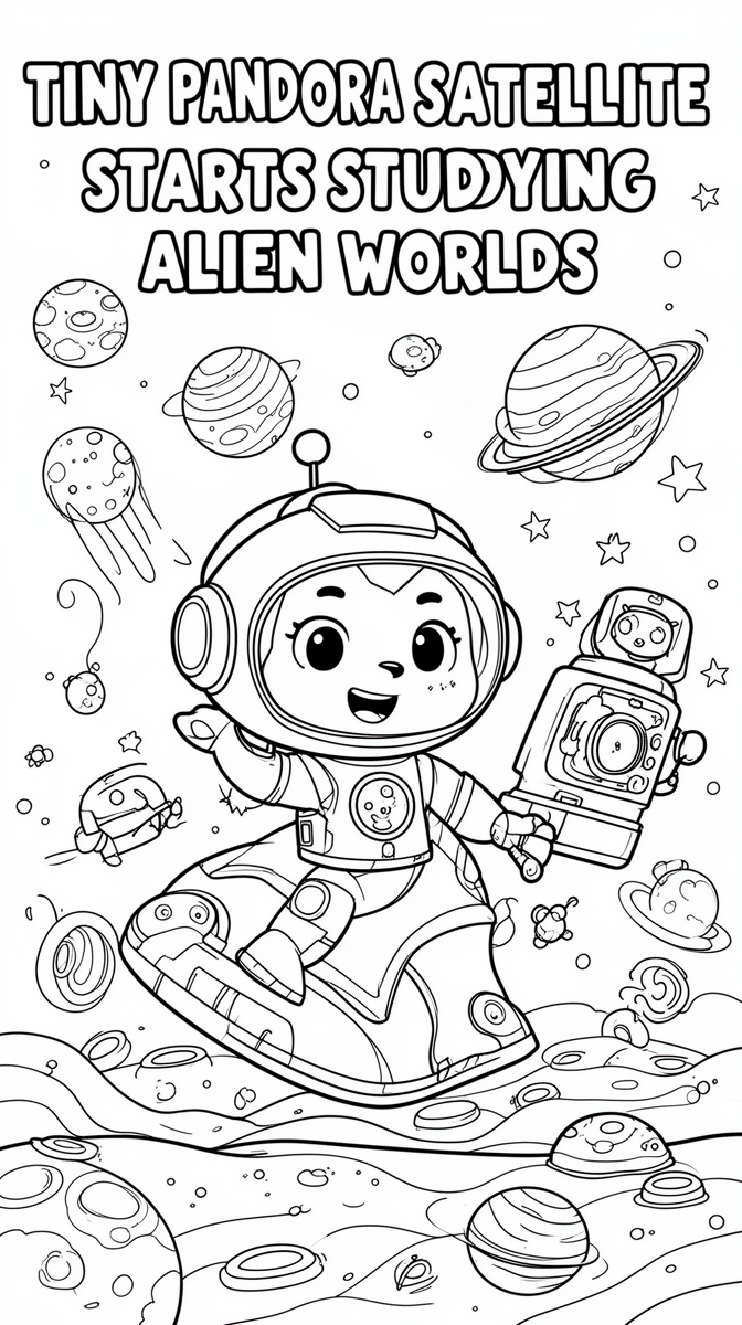 Tiny Pandora Satellite Starts Studying Alien Worlds Coloring Page
