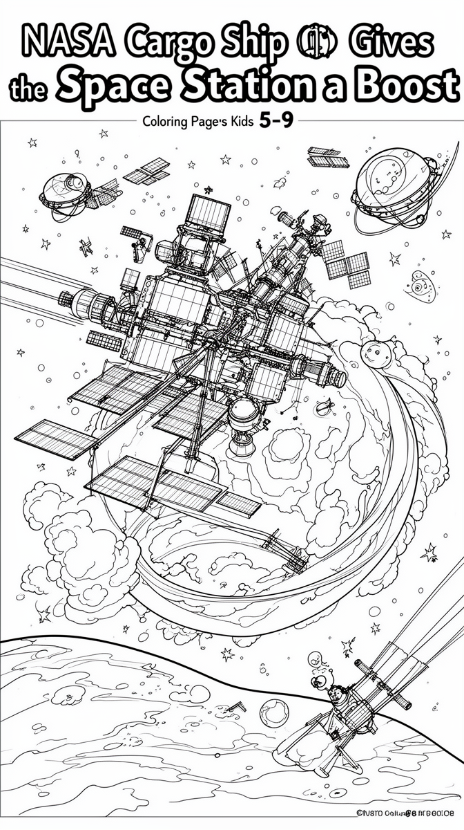 NASA Cargo Ship Gives the Space Station a Boost Coloring Page