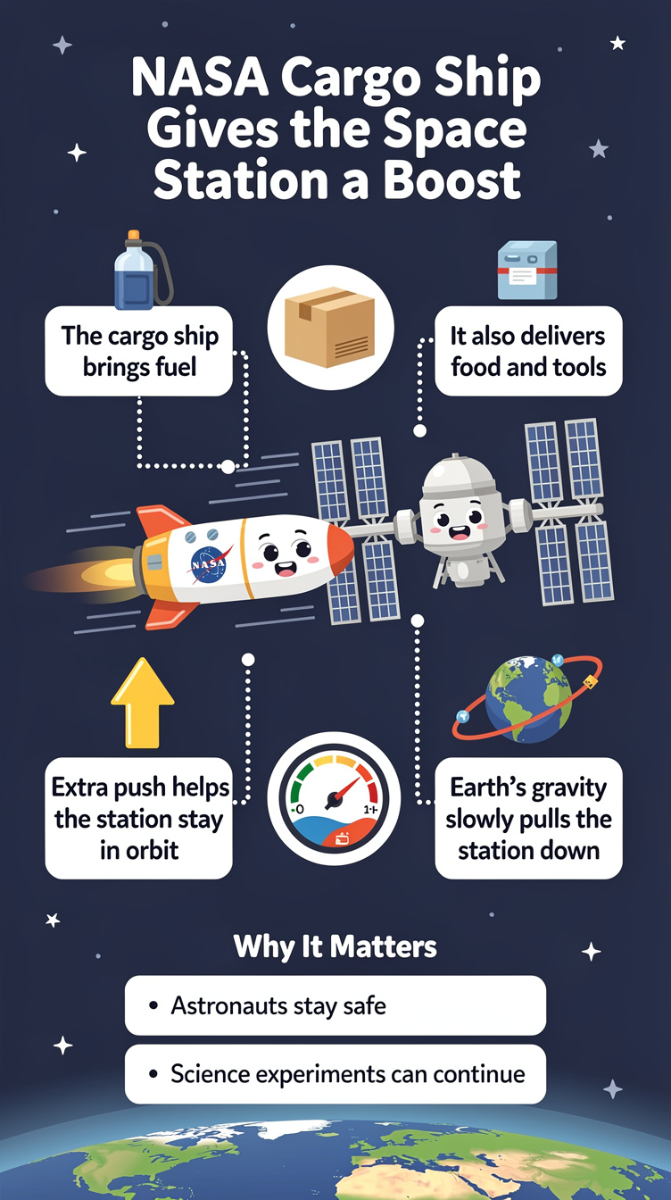 NASA Cargo Ship Gives the Space Station a Boost Infographic