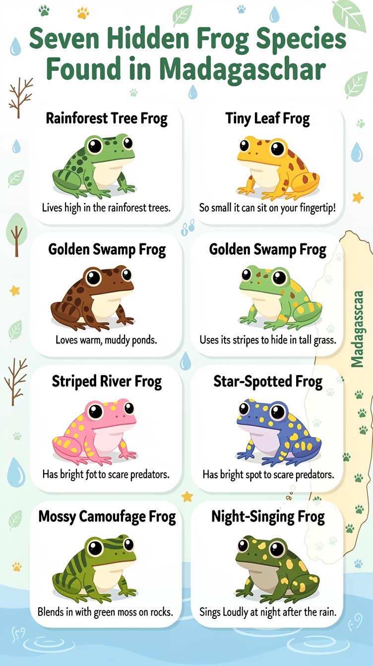 Seven Hidden Frog Species Found in Madagascar Infographic