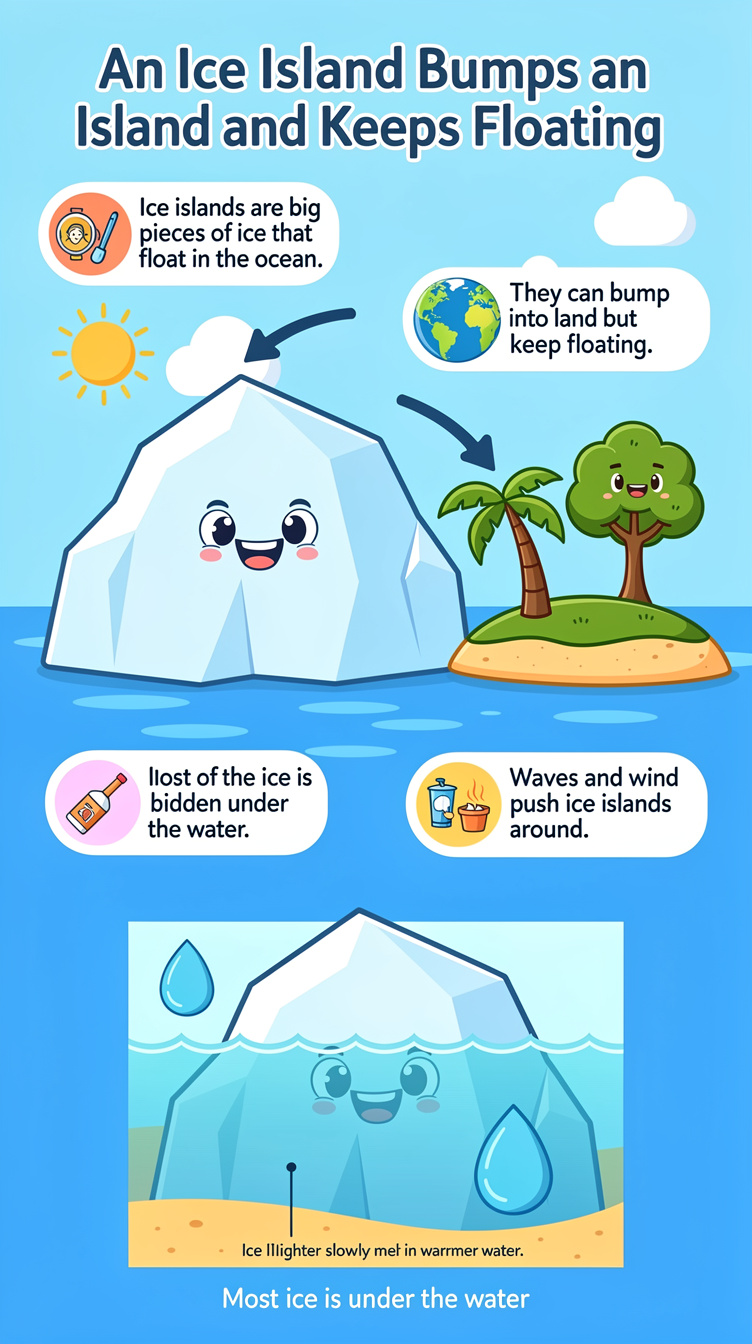 An Ice Island Bumps an Island and Keeps Floating Infographic