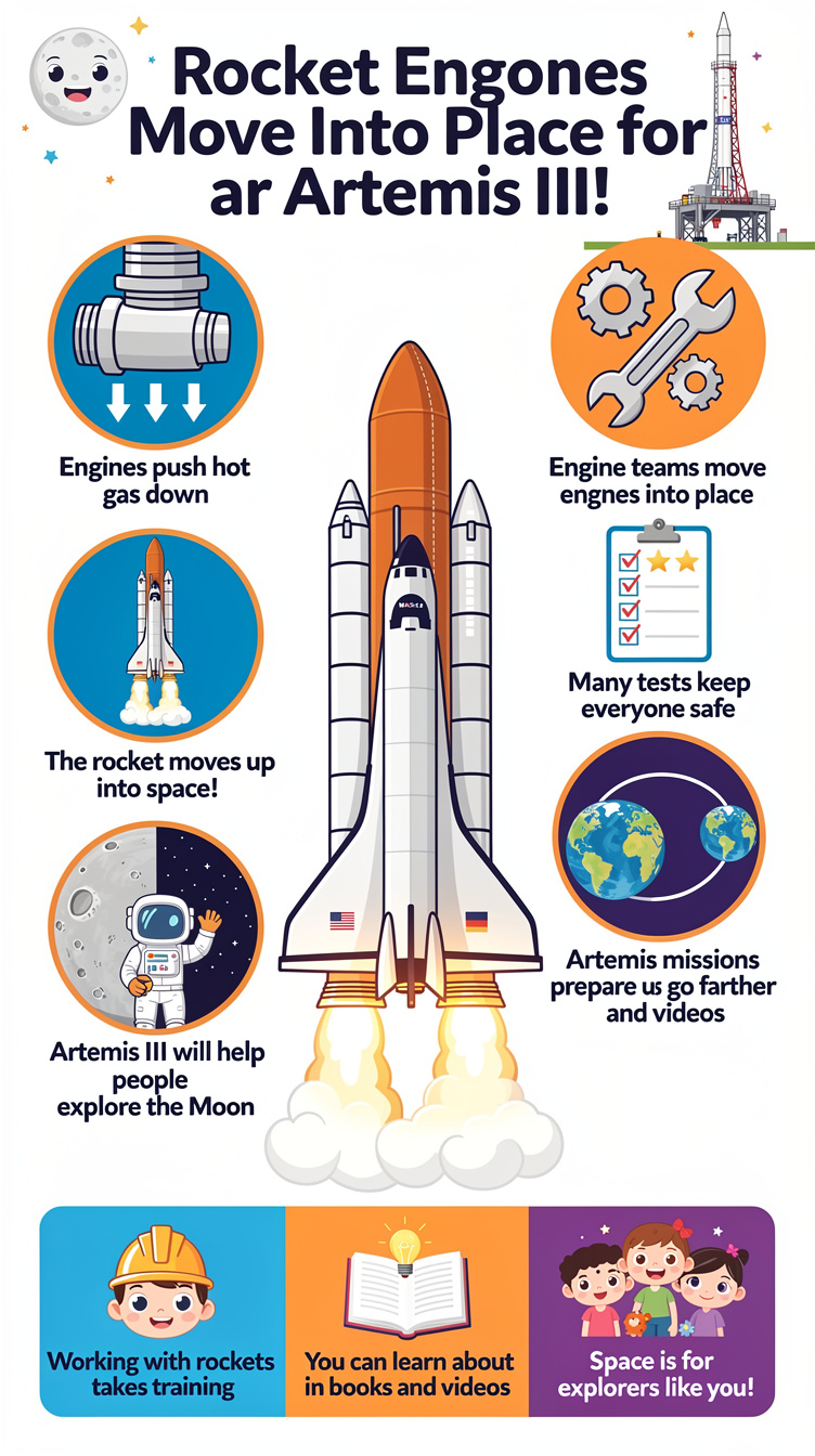 Rocket Engines Move Into Place for Artemis III Infographic