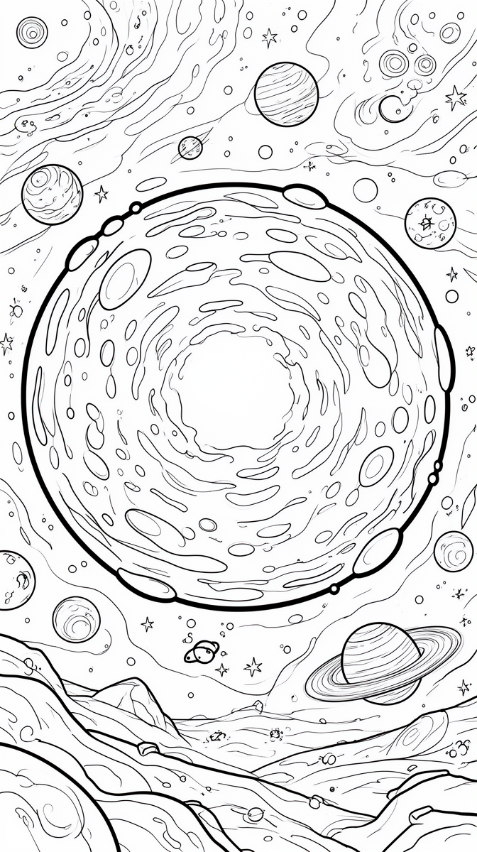 Hubble Spots a Giant Bubble-Blown Star Scene Coloring Page