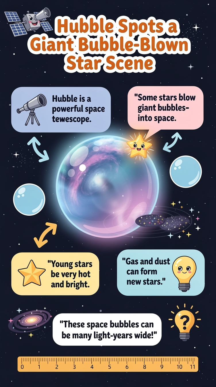 Hubble Spots a Giant Bubble-Blown Star Scene Infographic
