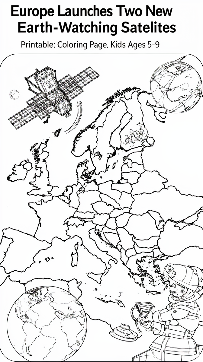 Europe Launches Two New Earth-Watching Satellites Coloring Page