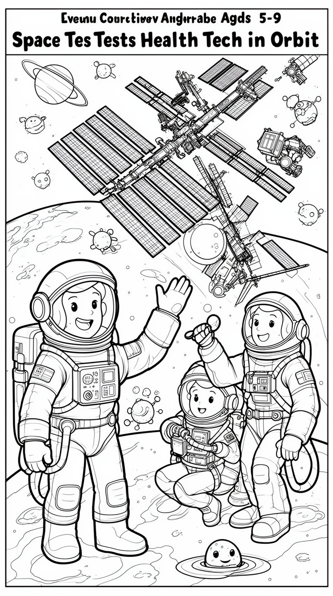 Space Station Crew Tests Health Tech in Orbit Coloring Page