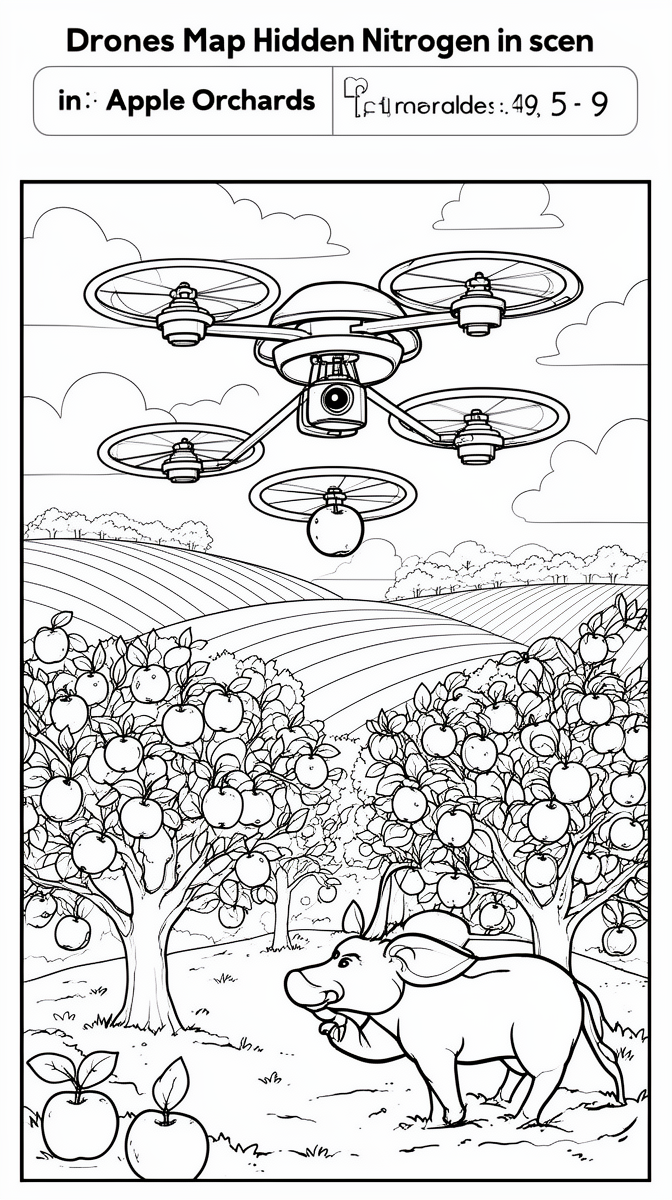 Drones Map Hidden Nitrogen in Apple Orchards Coloring Page