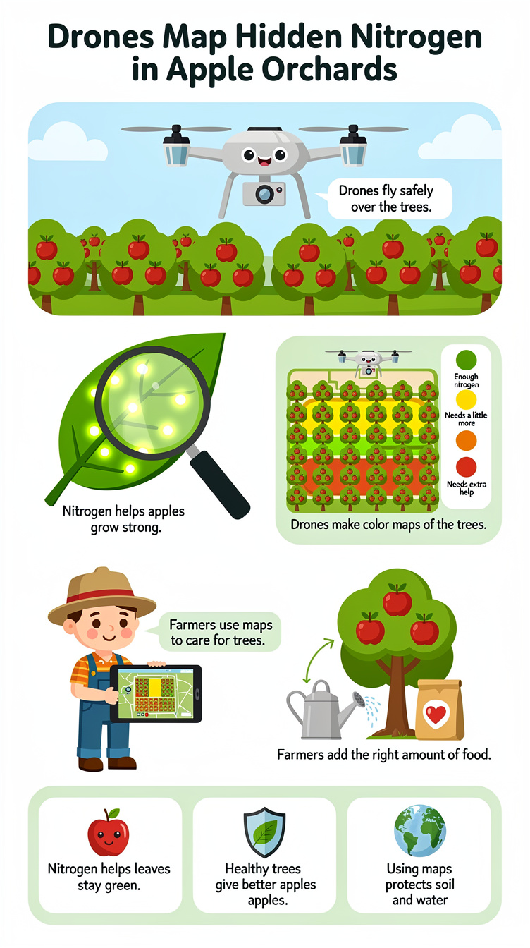 Drones Map Hidden Nitrogen in Apple Orchards Infographic