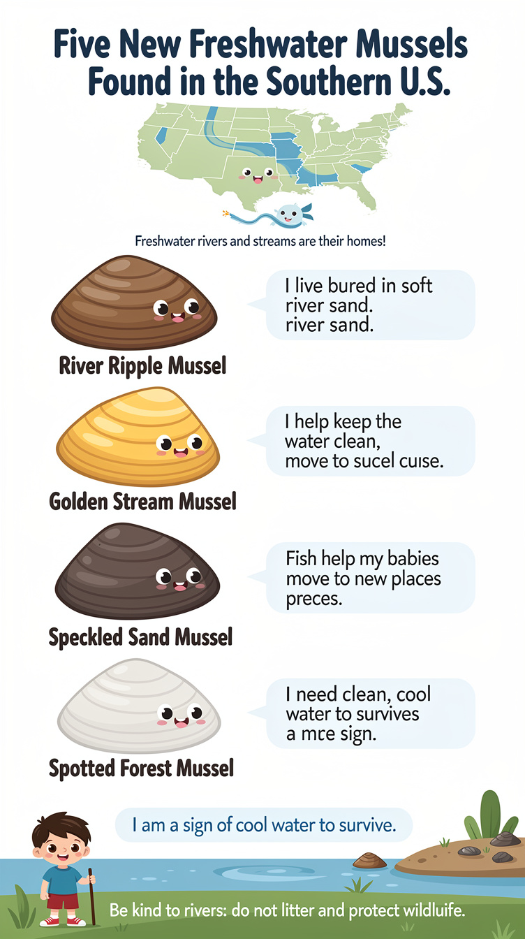 Five New Freshwater Mussels Found in the Southern U.S. Infographic