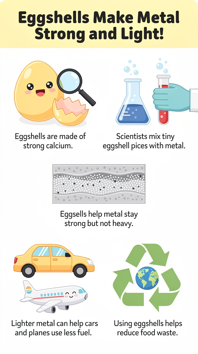 Eggshells May Help Make Stronger, Lighter Metal Infographic