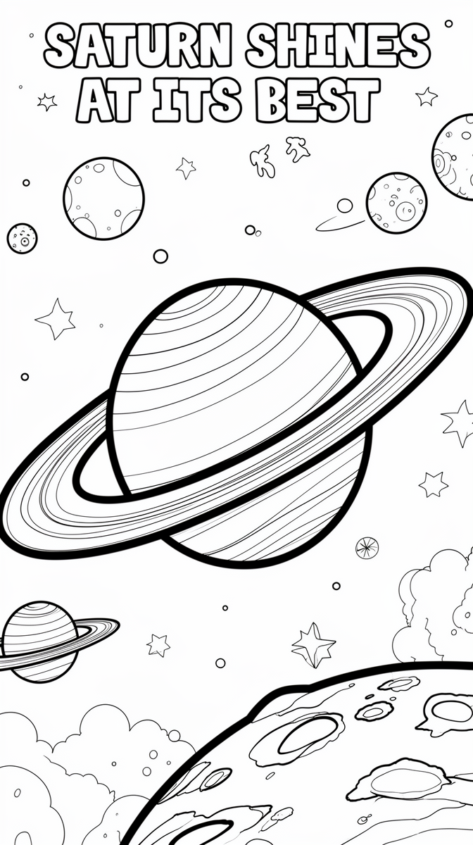 Saturn Shines at Its Best Coloring Page