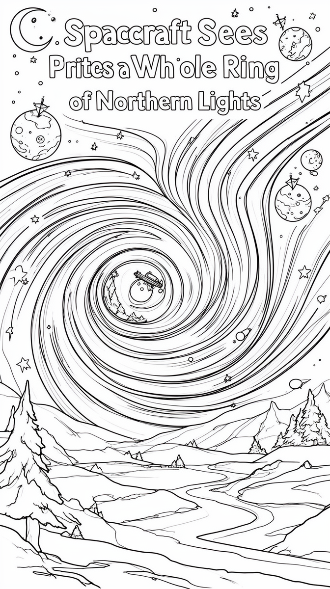 Spacecraft Sees a Whole Ring of Northern Lights Coloring Page