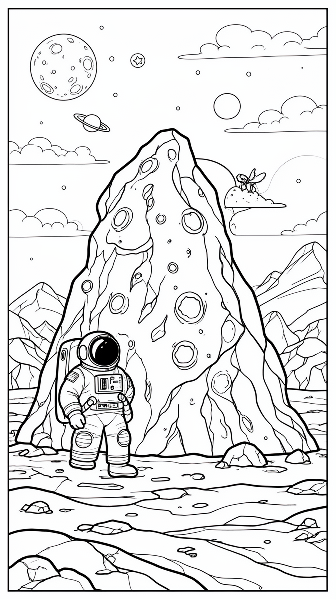 Astronaut Photo Spots Moon-Like Rock on Earth Coloring Page