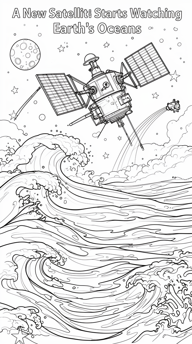 A New Satellite Starts Watching Earth’s Oceans Coloring Page